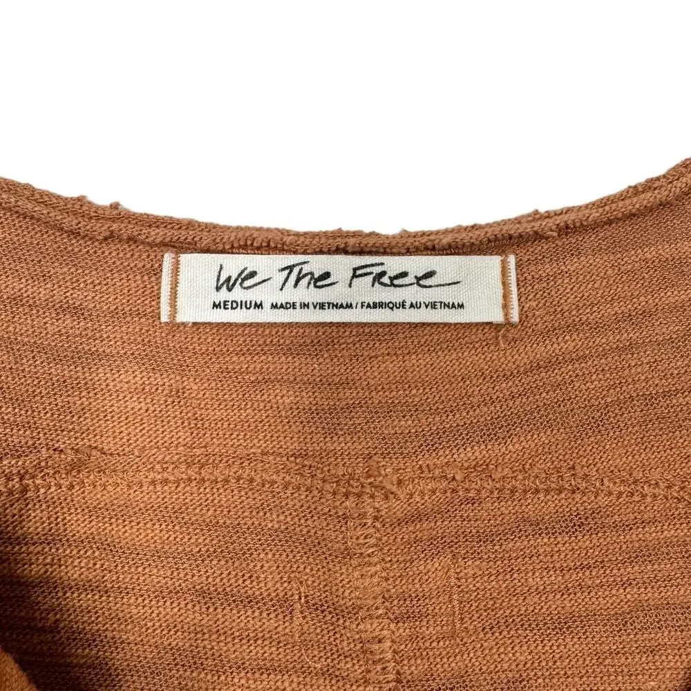 Free People Vintage Textured Henley Tank Medium Doe Rust Sleeveless Top Casual - Picture 6 of 7